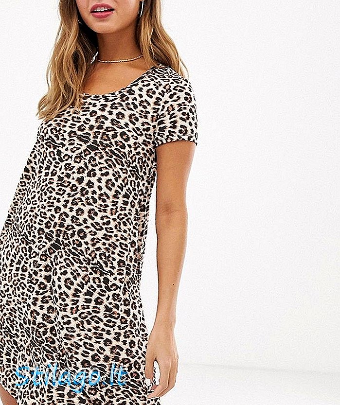 Brave Soul vestido de balanço em estampa de leopardo-Multi