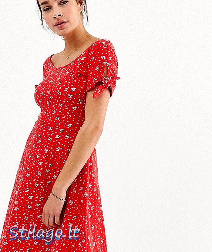 Rochie roșie cu imprimeu super patriz roșu-Multi