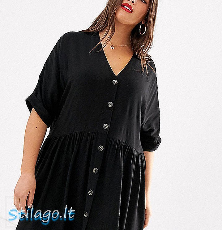 Μαύρο φόρεμα πουκάμισο River Island Plus σε μαύρο χρώμα