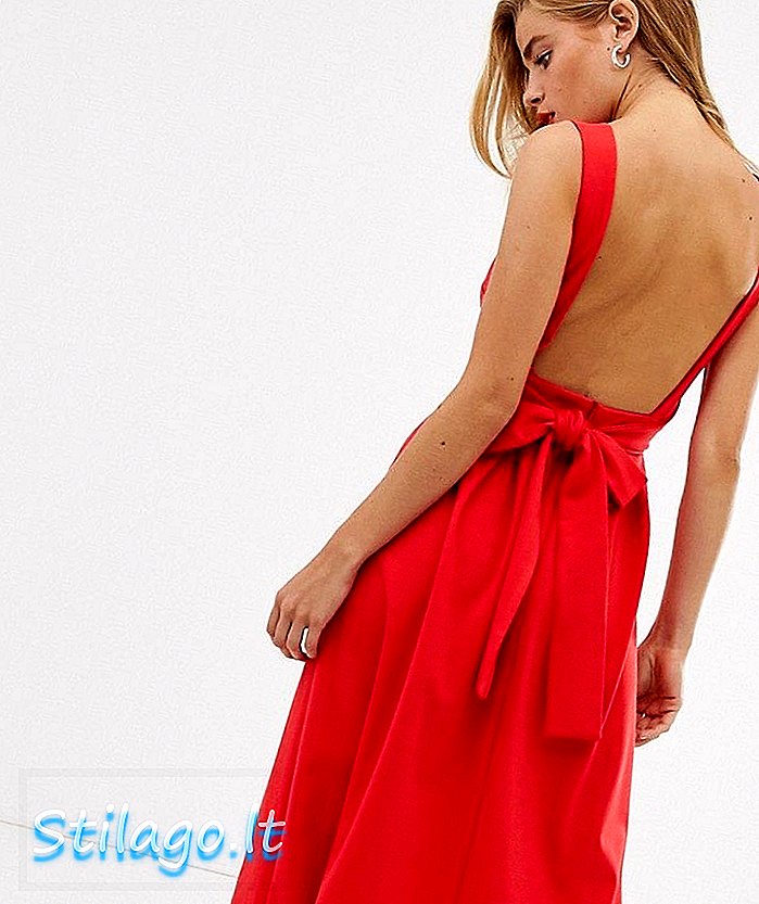 שמלת החלקה האחורית של ויולט צוללת עם פירוט קשת - אדום