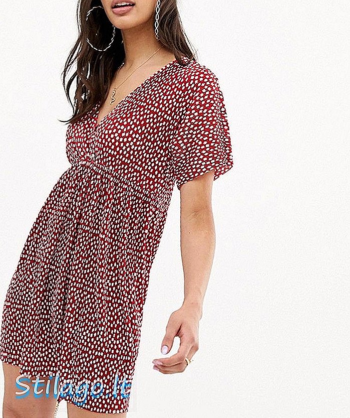 ASOS DESIGN Wickel-Plissee-Kittelkleid mit Spot-Print-Multi