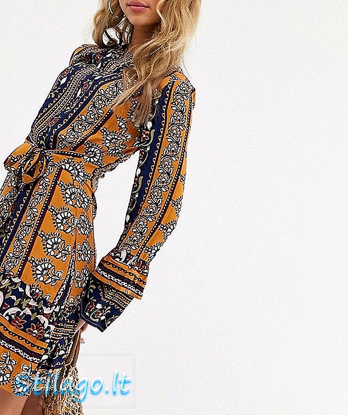 Pariser Kleid im Mix-Print mit Self Belt-Multi