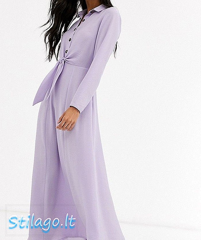 ASOS DESIGN - Robe chemise mi-longue portefeuille boutonnée - Violet