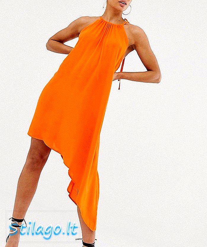 Asymetryczna sukienka na szyję Club L London - Pomarańczowa