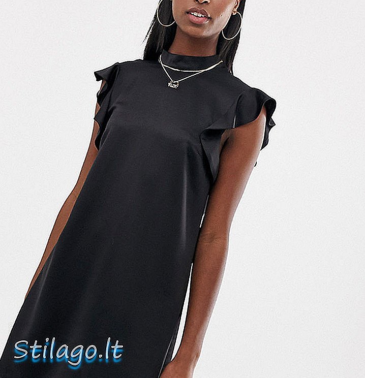 Missguided Tall saténové ozdobné šaty v čiernej farbe
