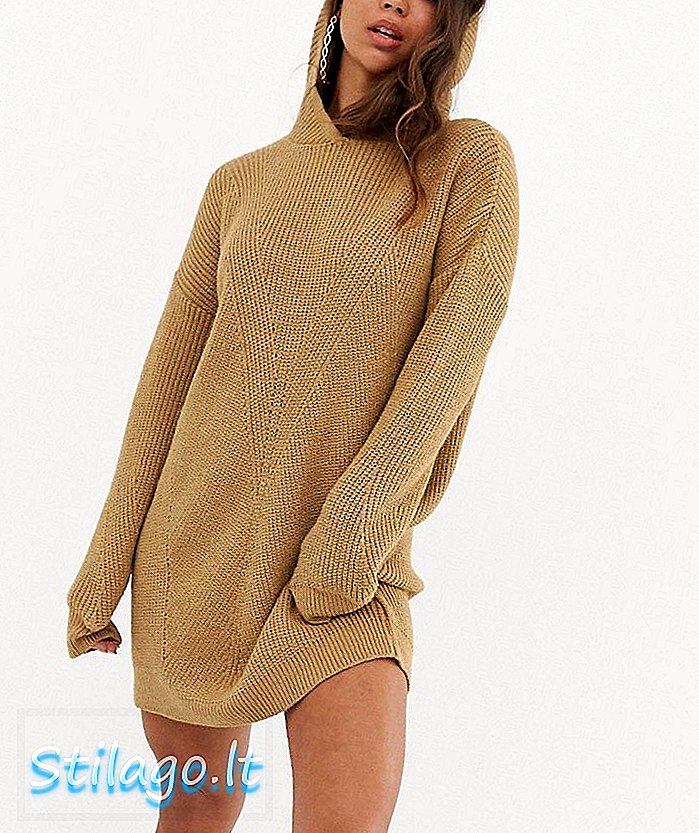 ASOS DESIGN - Mini robe en tricot avec capuche - Stone