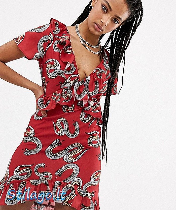 Hellig Hawk-te-kjole med frynsende detaljer i slange