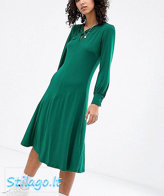 Vestido largo con detalle de torsión Aveling de tiza-Verde
