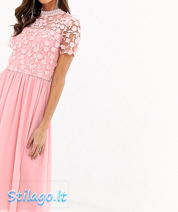 Chi Chi London 2 в 1 3D аппликационное платье с юбкой из тюля в розовом