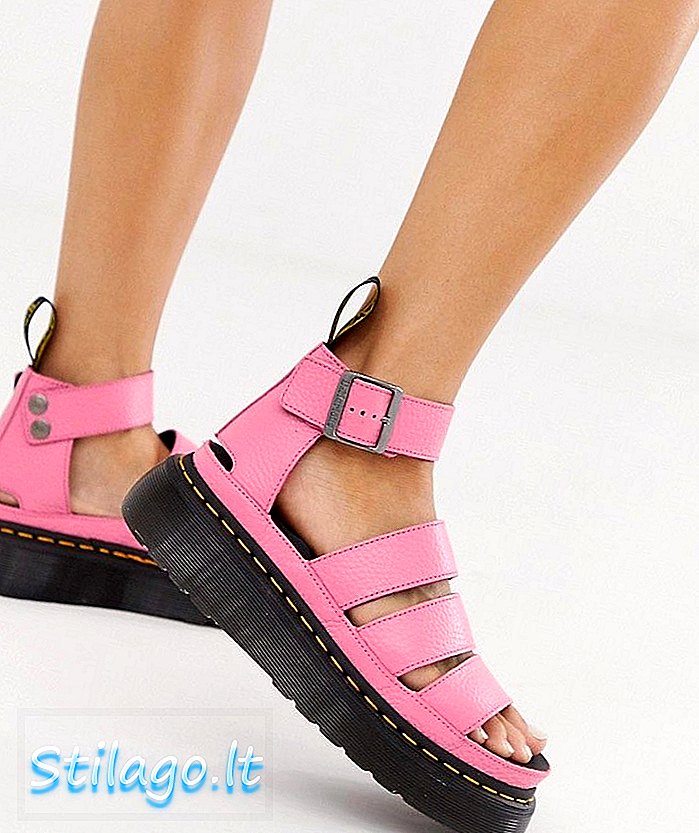 Sandal quad Dr Martens Clarissa II berwarna merah jambu terang
