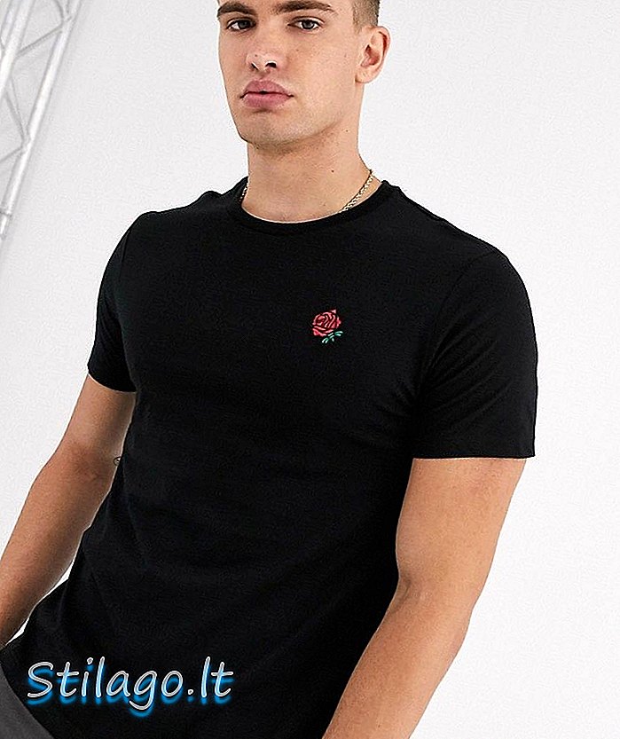 Pánske tričko Burton Menswear v čiernej farbe s ružovou výšivkou