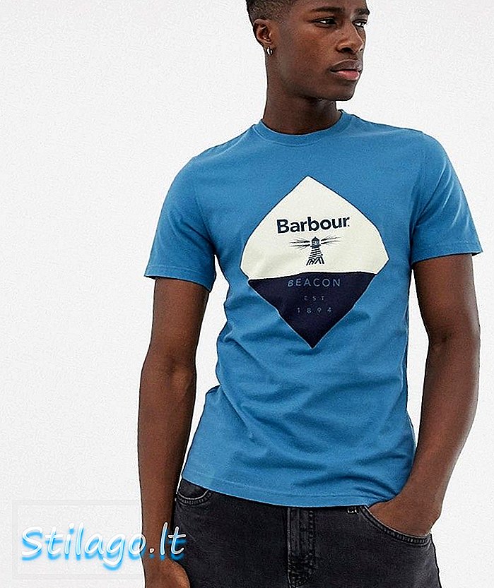 Barbour Beacon diamant groot logo T-shirt in blauw