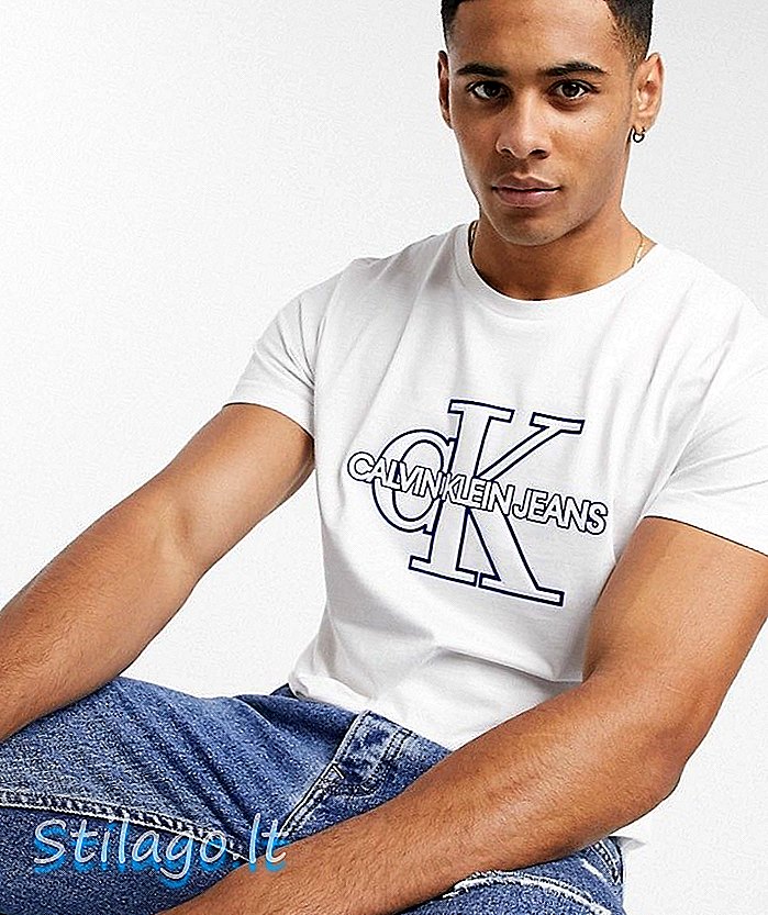 Calvin Klein Jeans monogram โลโก้เสื้อยืด - สีขาว