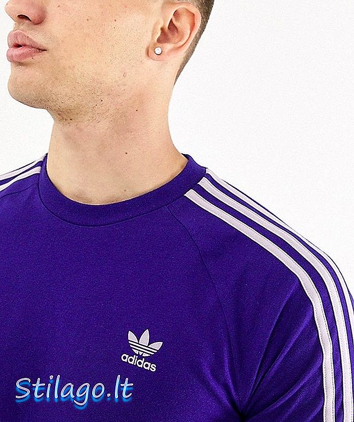 T-shirt adidas Originals 3 rayures en violet