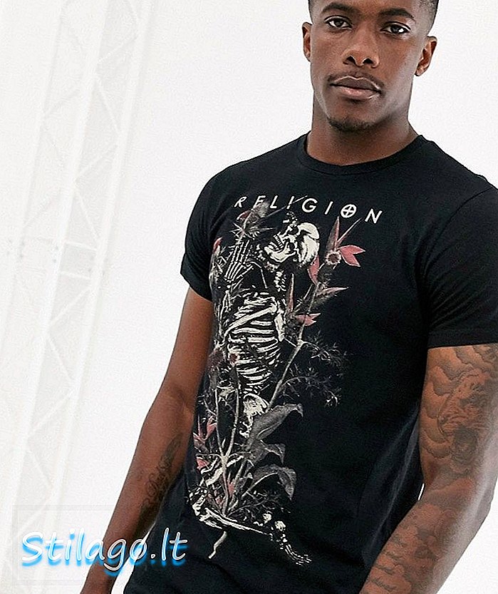 Religion t-shirt met bloemenprint in zwart
