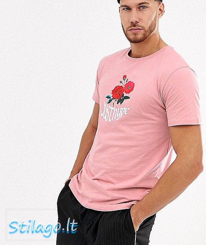 Μπλουζάκι εκτύπωσης λουλουδιών-Ροζ