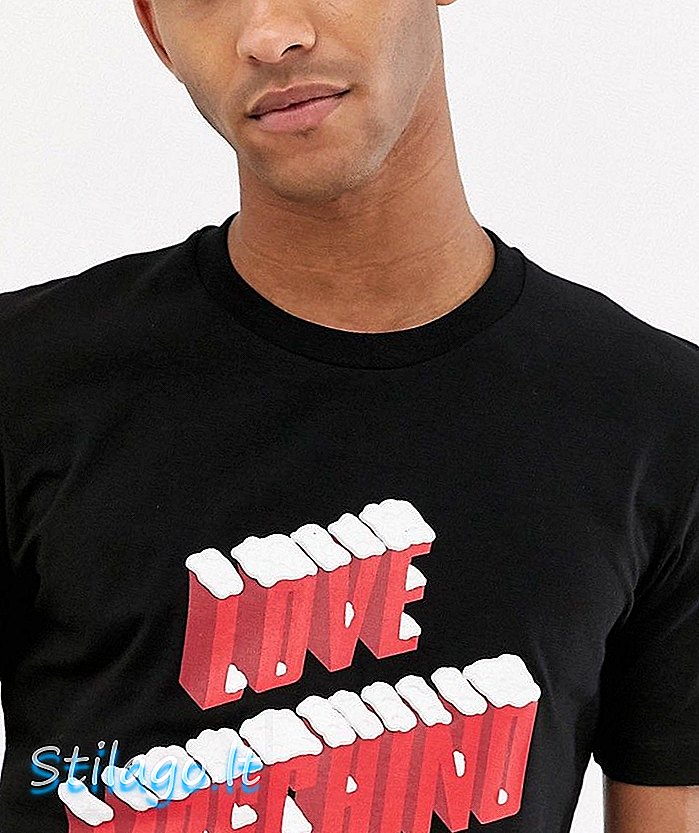 Mīlestības Moschino saukļa melns t-krekls