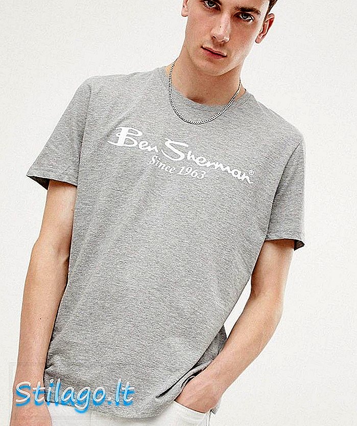 Μπλουζάκι Ben Sherman Μεγάλο λογότυπο-Γκρι