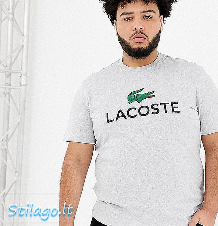 „Lacoste“ dideli „croc“ logotipo marškinėliai pilkos spalvos