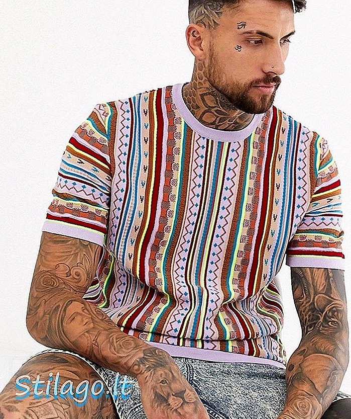 Pletené tričko ASOS DESIGN vo zvislej neónovo ružovej farbe