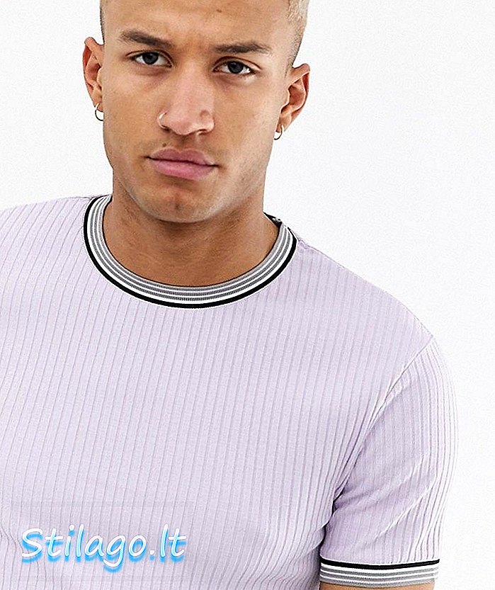 ASOS DESIGN briaunoti marškinėliai su kontrastinga purpurine spalva