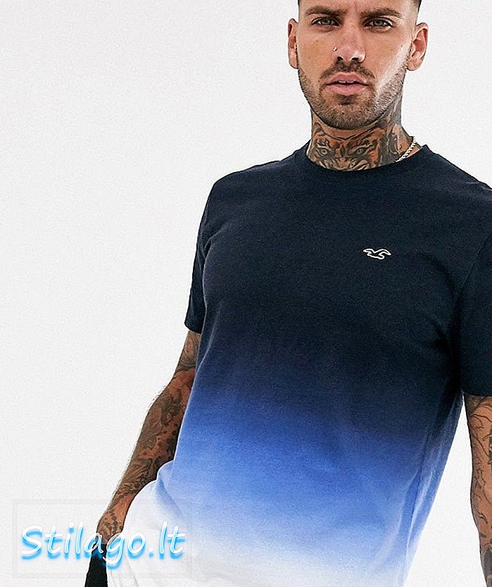 Hollister 아이콘 로고 곡선 밑단 선염 딥 염료 워시 티셔츠