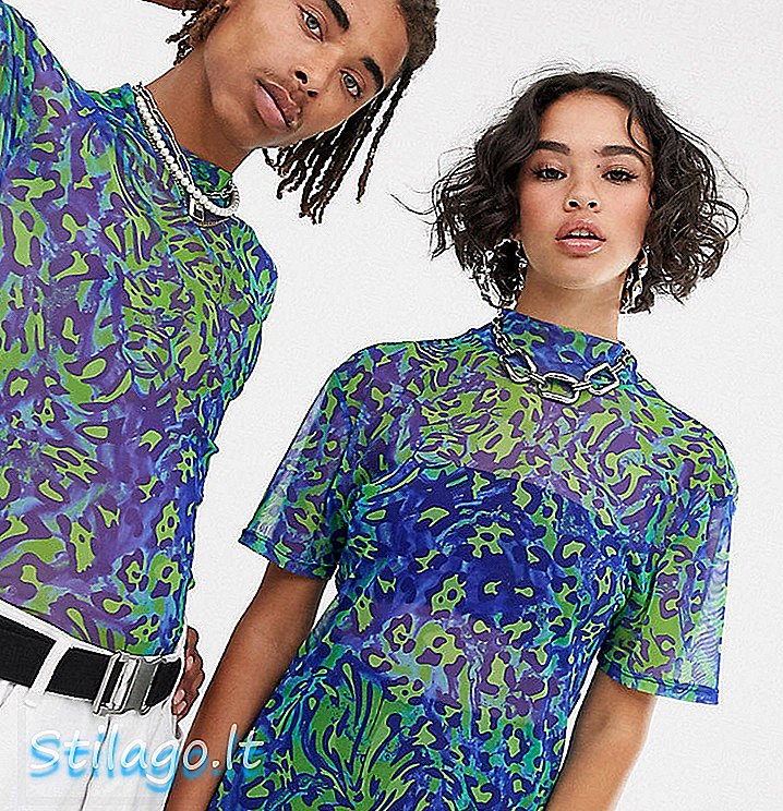 Reclaimed Vintage unisex mesh t-shirt met fluorescerende dierenprint-groen