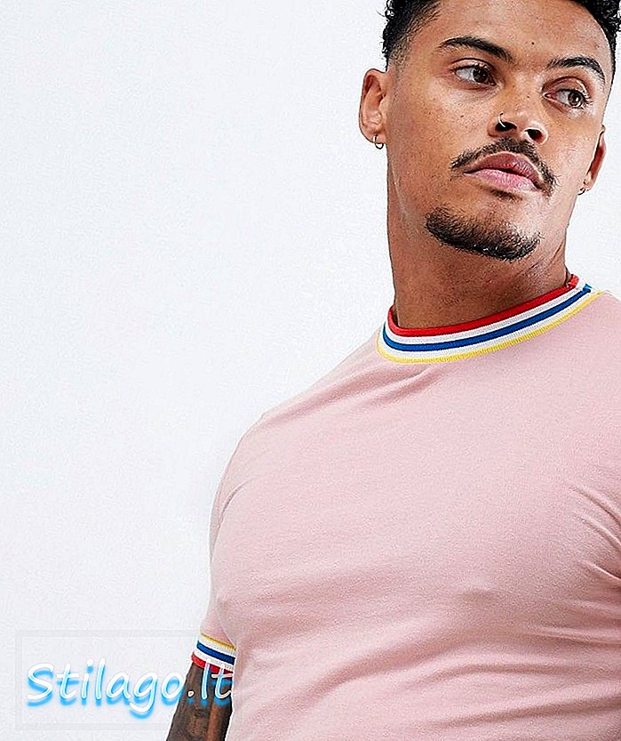 ASOS DESIGN - T-shirt a vestibilità muscolare con fiocco arcobaleno in rosa