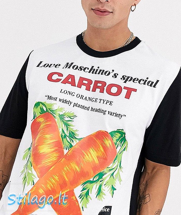 Meilės „Moschino“ morkų marškinėliai-juodi
