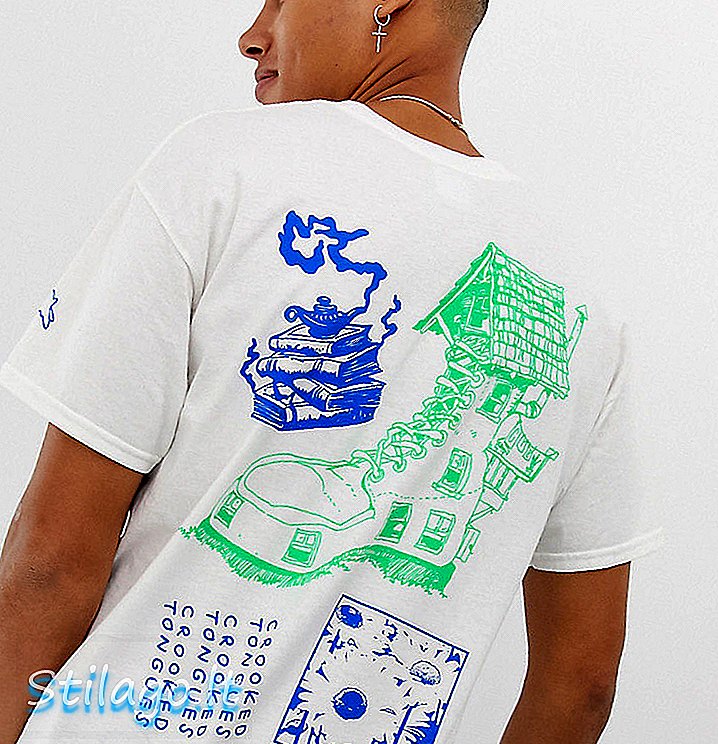 T-shirt oversize in lingue stropicciate bianca con stampa posteriore