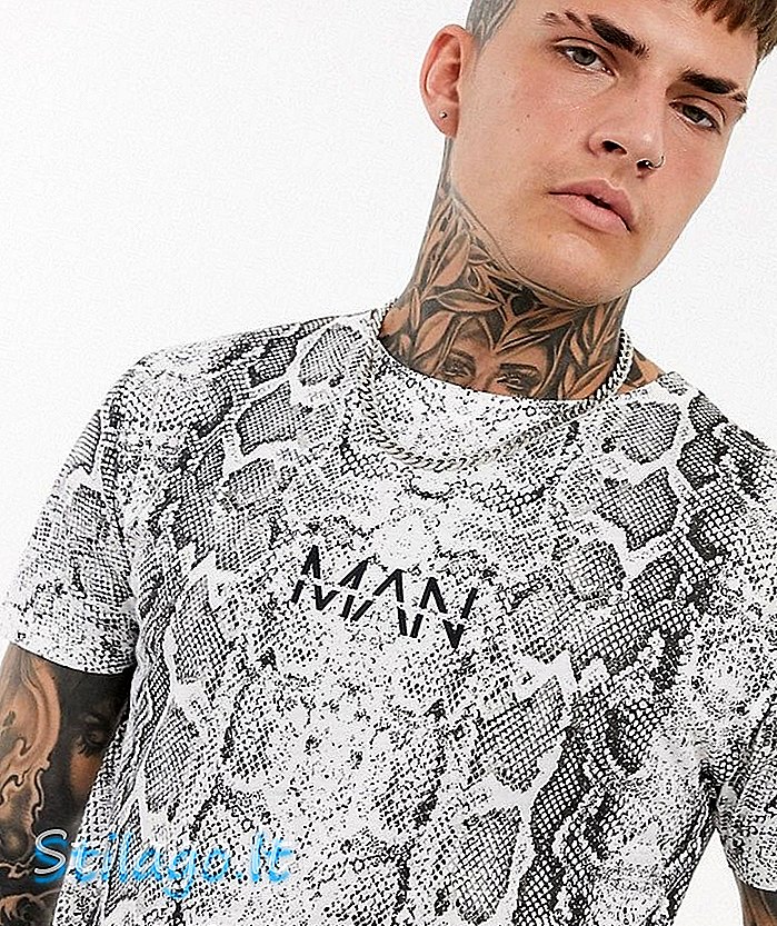 boohooMAN γνήσιο μπλουζάκι εκτύπωσης με φίδι σε γκρι χρώμα
