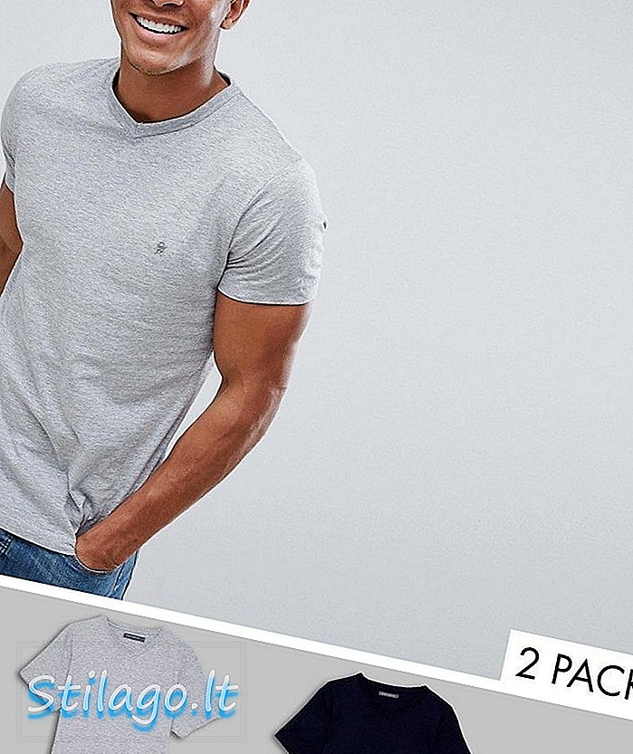 프렌치 커넥션 2 팩 V 넥 티셔츠-멀티