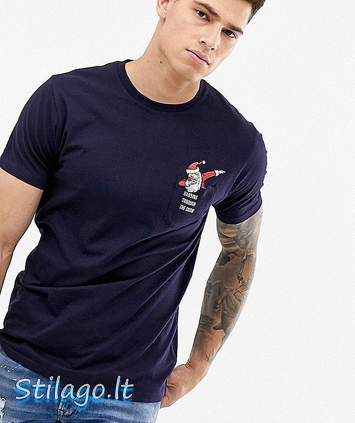 Cesur Soul Dabbing Santa Cep Detaylı T-shirt-Lacivert