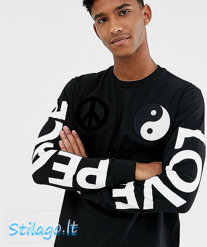 Love Moschino camiseta de manga comprida bordada em preto