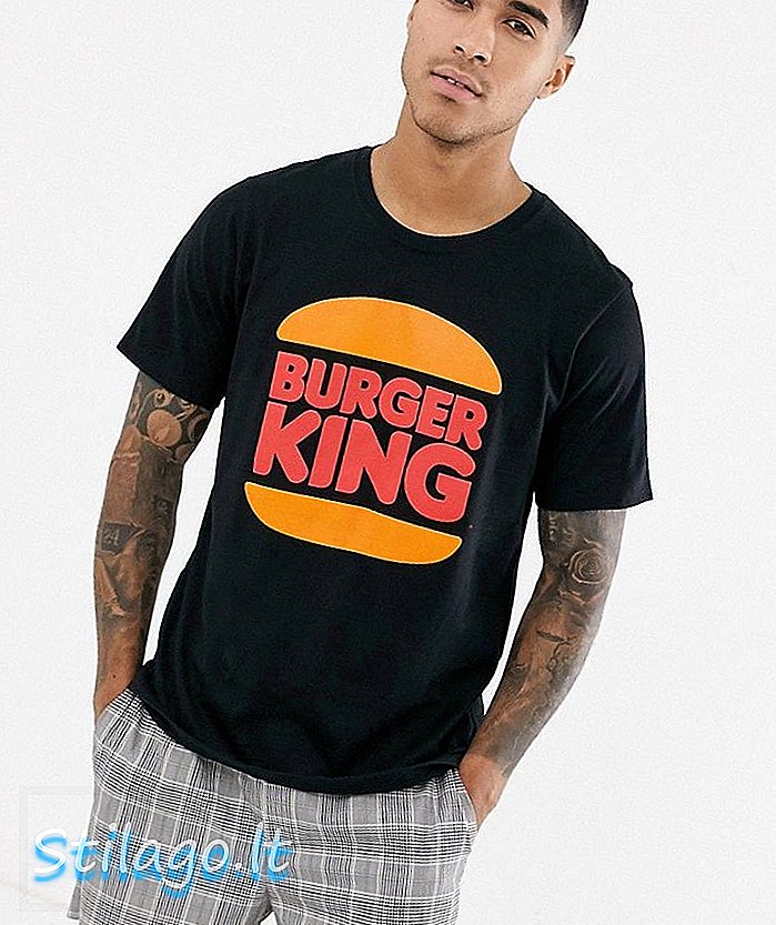 ब्लैक में खींचो और भालू बर्गर किंग लोगो टी-शर्ट