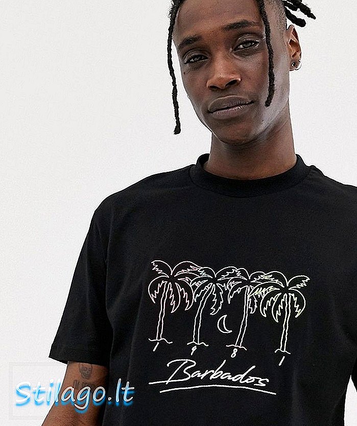 ASOS DESIGN afslappet t-shirt med Barbados nattscreen broderi-sort