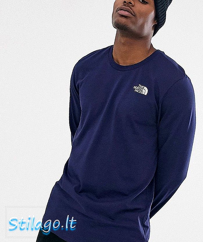 „North Face Simple Dome“ marškinėliai ilgomis rankovėmis, tamsiai mėlynos spalvos