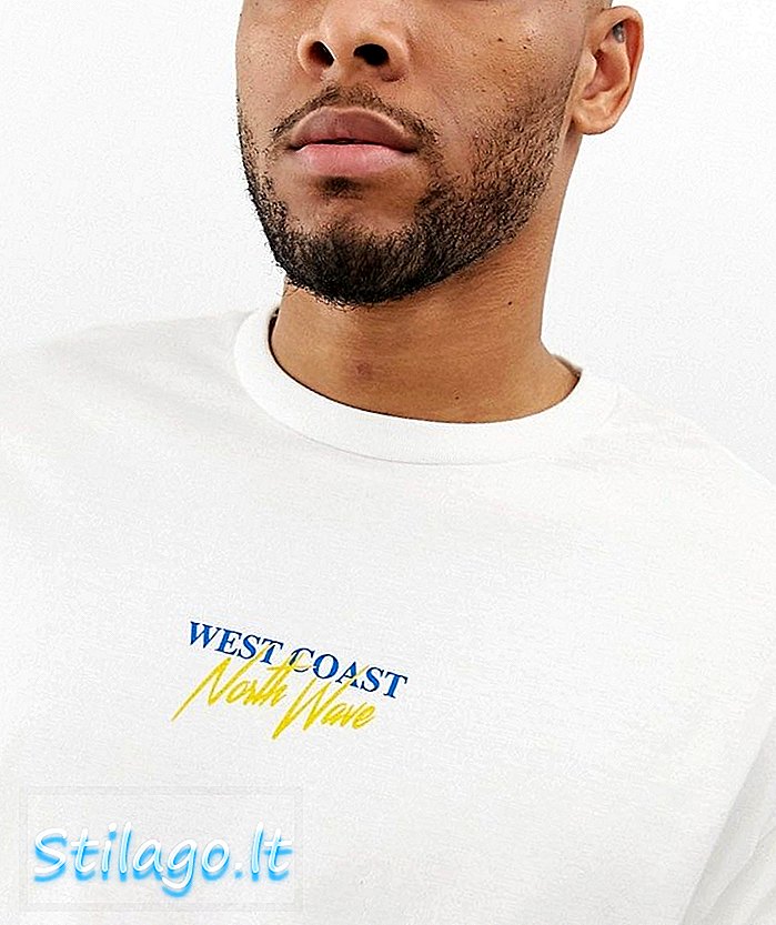 सफेद में पश्चिमी तट प्रिंट के साथ boohooman टी-शर्ट