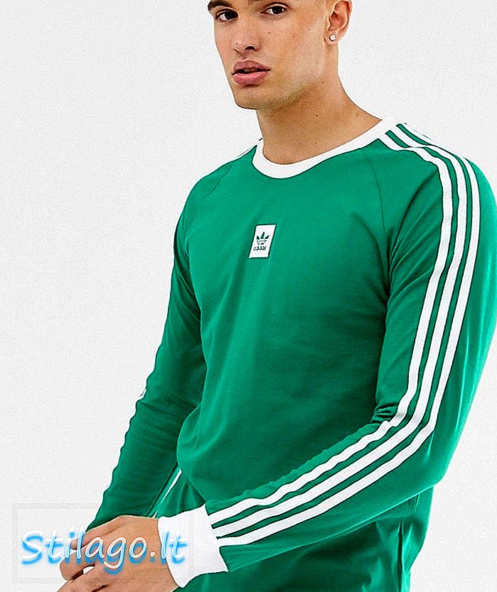 adidas Skateboarding pitkähihainen cali t-paita vihreällä