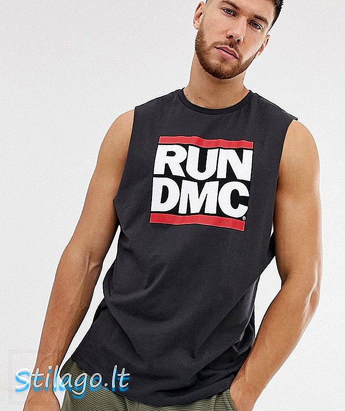 ASOS DESIGN RUN T-shirt sem mangas DMC com cavas caídas-Preto