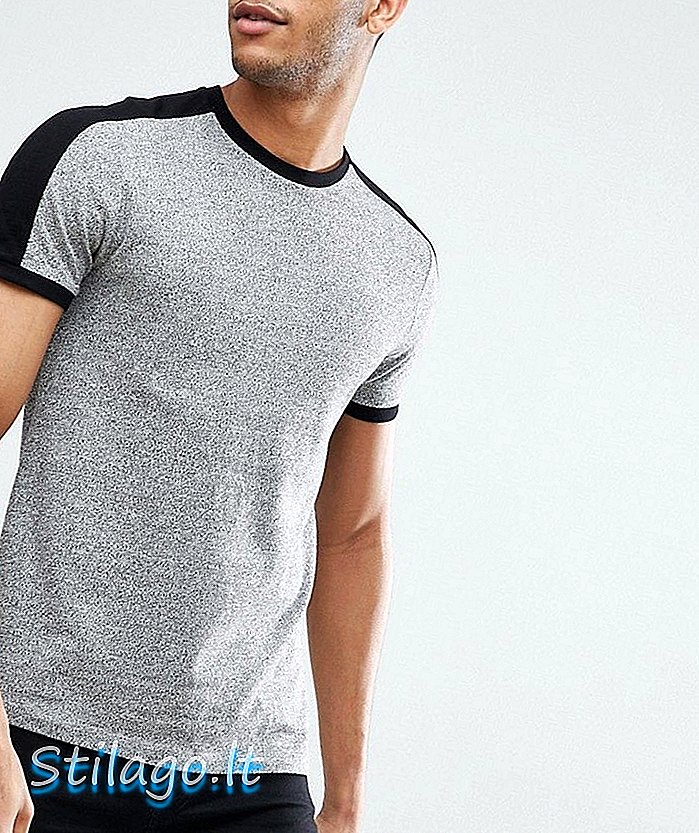 ASOS DESIGN T-Shirt mit Ärmelschnitt und genähtem Jersey in Grau