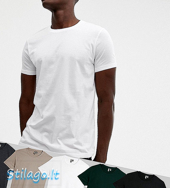 ASOS DESIGN 5 πακέτο μπλουζάκι λαιμού πληρώματος-Multi