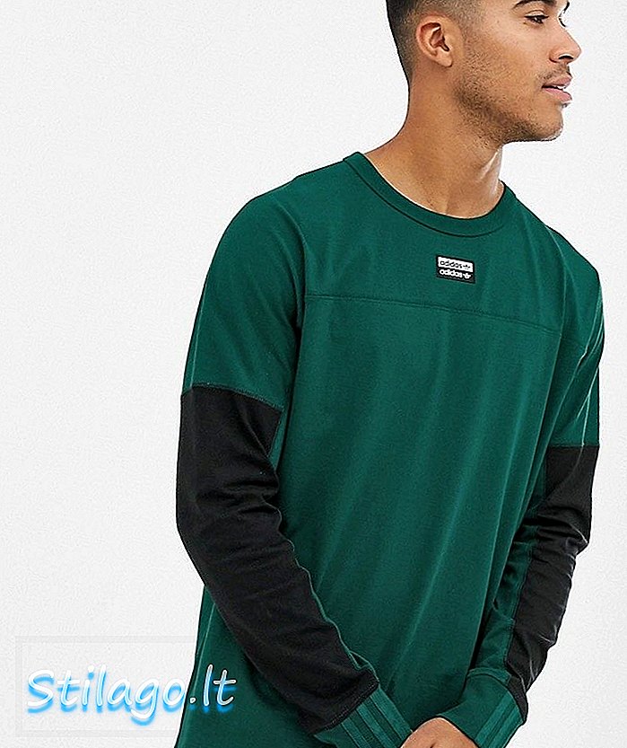 Вокальная футболка с длинным рукавом adidas Originals с центральным логотипом зеленого цвета