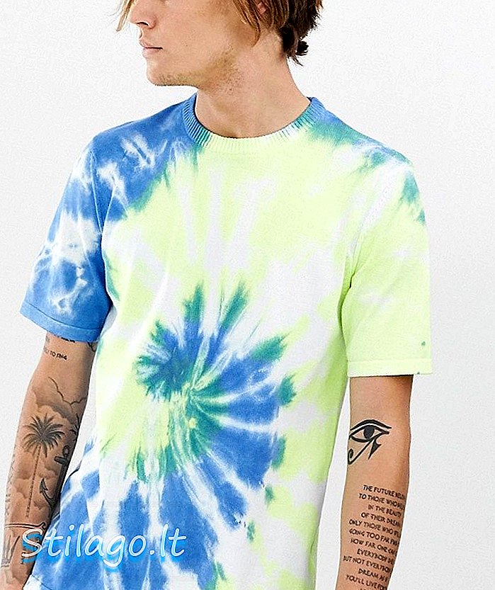 T-shirt koordinat dye rajutan ASOS DESIGN berwarna biru
