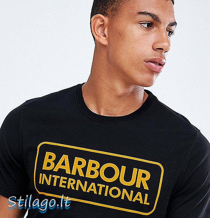 T-shirt nera Barbour International con logo grande Esclusiva su ASOS