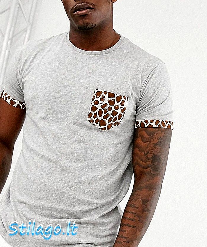 Brave Soul t-krekls ar žirafes dzīvnieku apdruku - pelēks