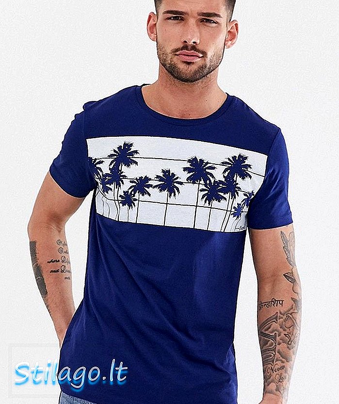 T-shirt Tom Tailor con stampa palm tree-Navy