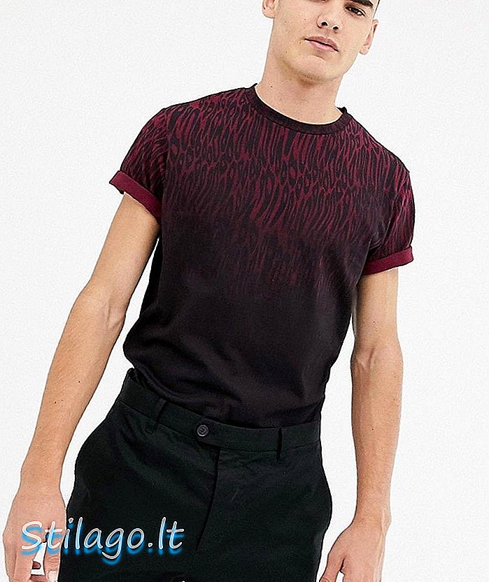 Bellfield T-Shirt mit verblasstem Tierdruck-Rot