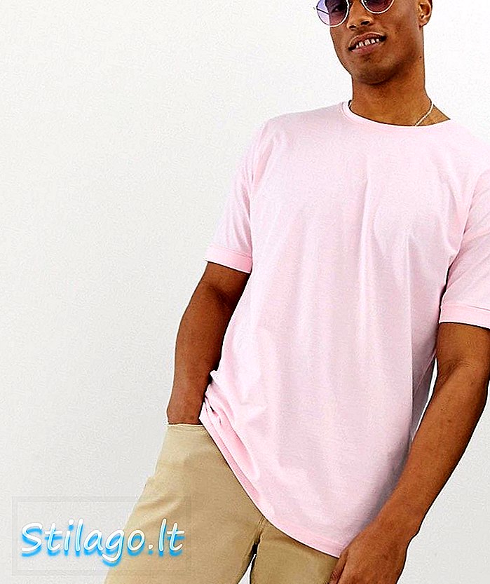 엄선 된 옴므 드롭 숄더 오버 사이즈 티셔츠-핑크