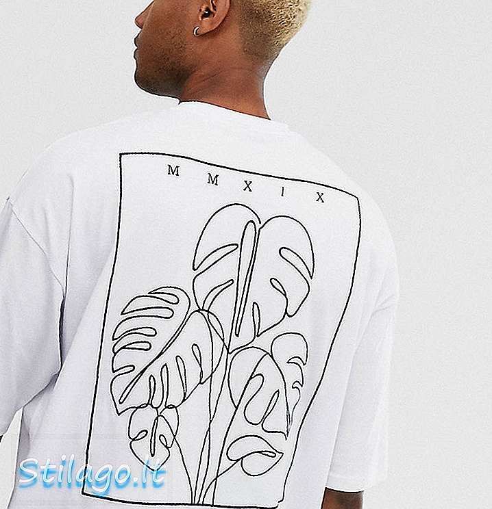 ASOS DESIGN T-shirt oversize alta in jersey pesante con ampio ricamo sul palmo posteriore-Bianco